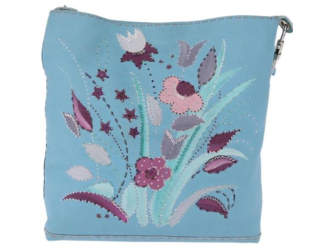 Borsa a tracolla FENDI Celeria in pelle azzurro argento Auth ka5643A Blu chiaro - vista 4