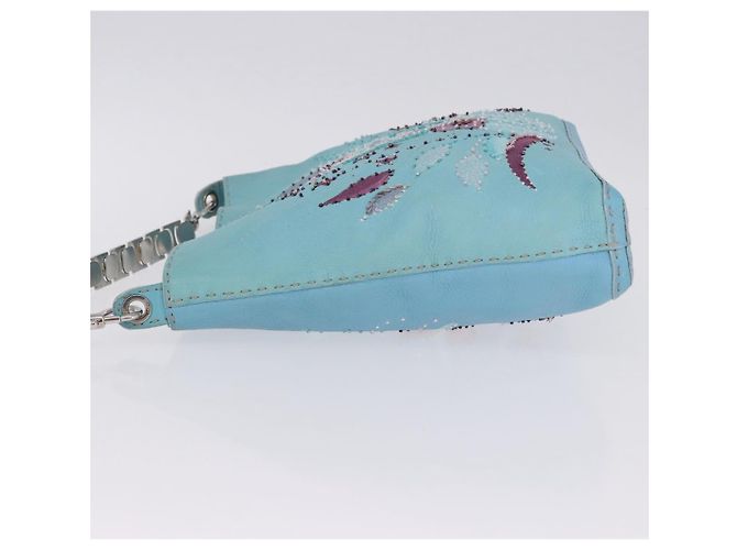 Borsa a tracolla FENDI Celeria in pelle azzurro argento Auth ka5643A Blu chiaro - vista 6
