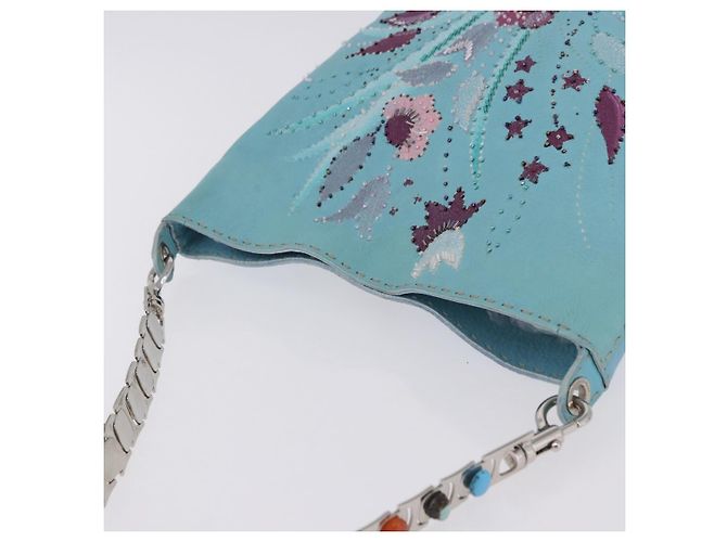 Borsa a tracolla FENDI Celeria in pelle azzurro argento Auth ka5643A Blu chiaro - vista 7
