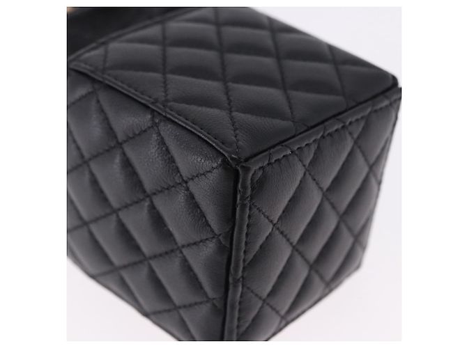 CHANEL Matelasse Chain Shoulder Pouch Lamb Skin Black Gold Tone CC Auth 196470M Nero - vista 12