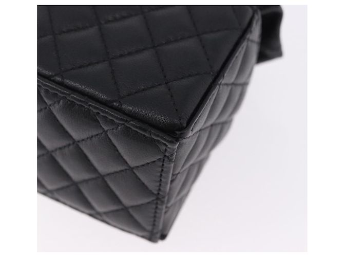 CHANEL Matelasse Chain Shoulder Pouch Lamb Skin Black Gold Tone CC Auth 196470M Nero - vista 13