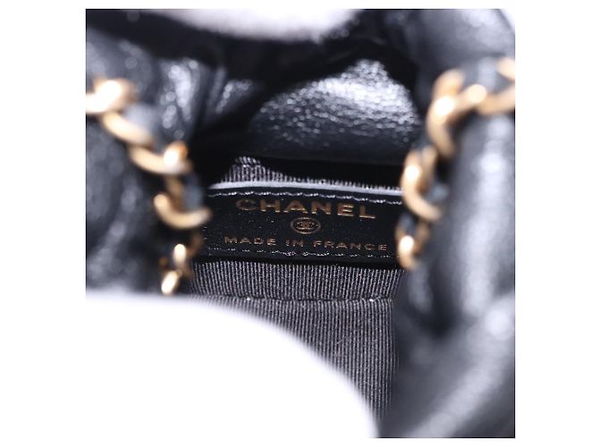 CHANEL Matelasse Chain Shoulder Pouch Lamb Skin Black Gold Tone CC Auth 196470M Nero - vista 16