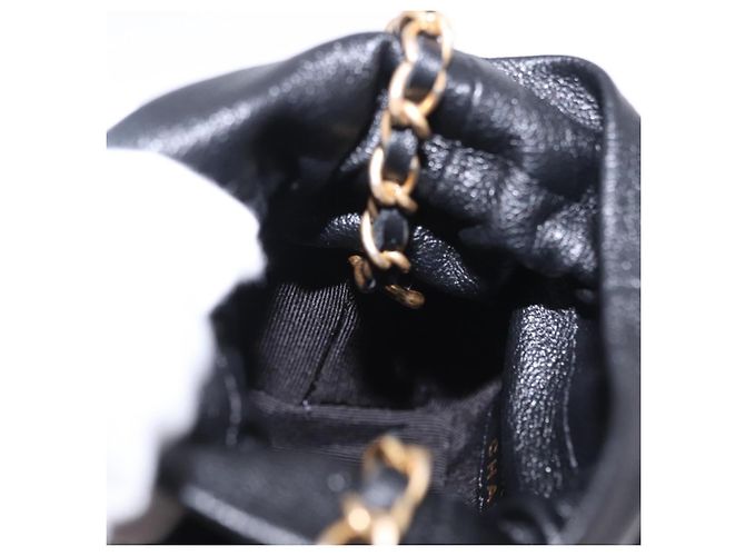 CHANEL Matelasse Chain Shoulder Pouch Lamb Skin Black Gold Tone CC Auth 196470M Nero - vista 18