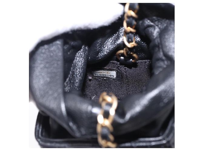 CHANEL Matelasse Chain Shoulder Pouch Lamb Skin Black Gold Tone CC Auth 196470M Nero - vista 20