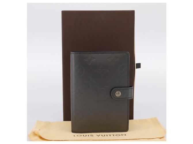 LOUIS VUITTON Monogram Mat Agenda PM Day Planner Cover Black R20932 Auth 194461A Noir - vue 12