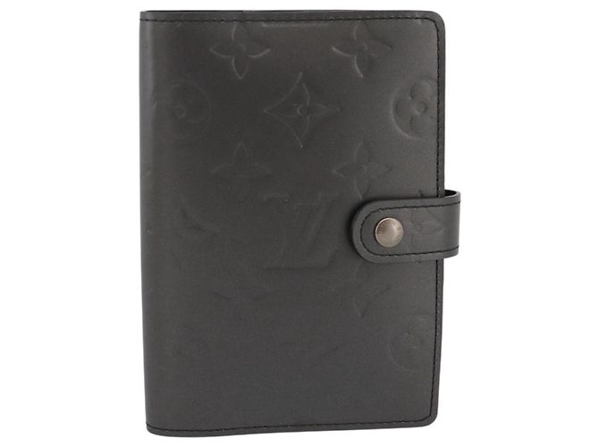 LOUIS VUITTON Monogram Mat Agenda PM Day Planner Cover Black R20932 Auth 194461A Noir - vue 13