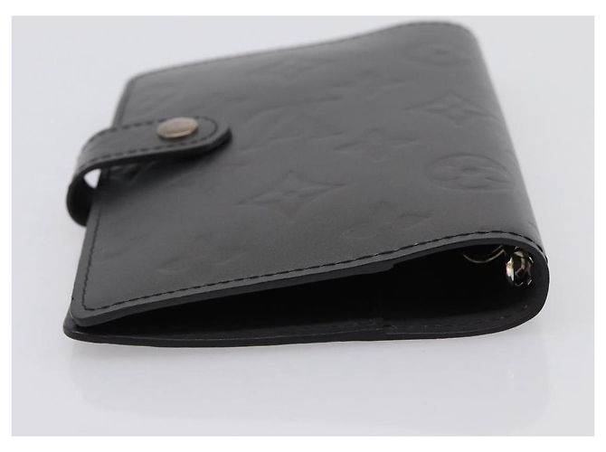 LOUIS VUITTON Monogram Mat Agenda PM Day Planner Cover Black R20932 Auth 194461A Noir - vue 5