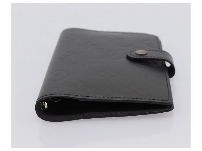LOUIS VUITTON Monogram Mat Agenda PM Day Planner Cover Black R20932 Auth 194461A Noir - vue 6
