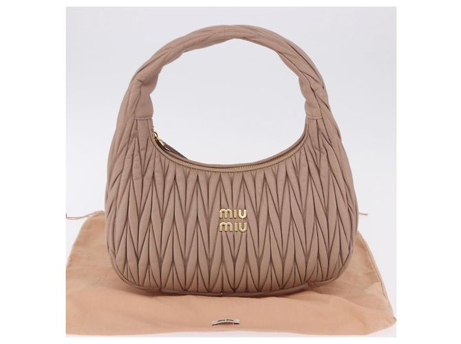 Borsa a tracolla Miu Miu Matelassé Wonder in pelle di agnello Pink Gold Auth 196075SAM Rosa D'oro - vista 12