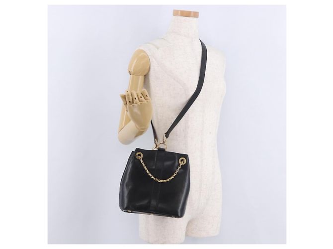 Céline Borsa a tracolla CELINE in pelle nera e oro Auth 193354 Nero D'oro - vista 25