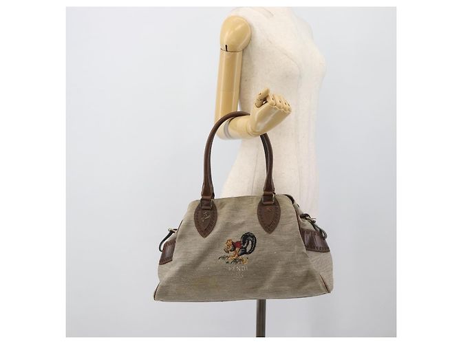 Borsa a mano FENDI Canvas Gray Brown 8BN162 Auth 196102 Marrone - vista 21