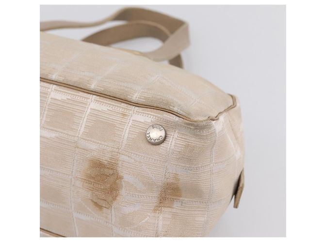 Borsa a mano CHANEL New Travel Line Nylon Beige Silver CC Auth 180753 Argento - vista 10