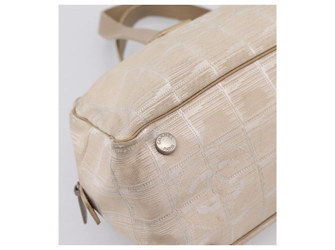 Borsa a mano CHANEL New Travel Line Nylon Beige Silver CC Auth 180753 Argento - vista 11