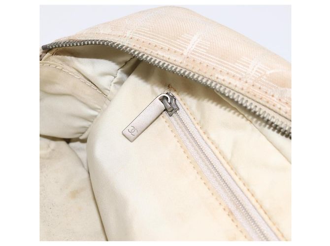 Borsa a mano CHANEL New Travel Line Nylon Beige Silver CC Auth 180753 Argento - vista 19