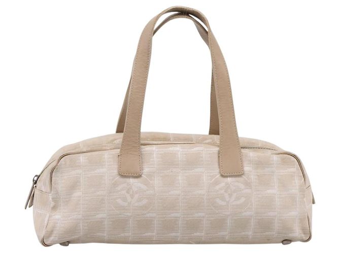 Borsa a mano CHANEL New Travel Line Nylon Beige Silver CC Auth 180753 Argento - vista 2