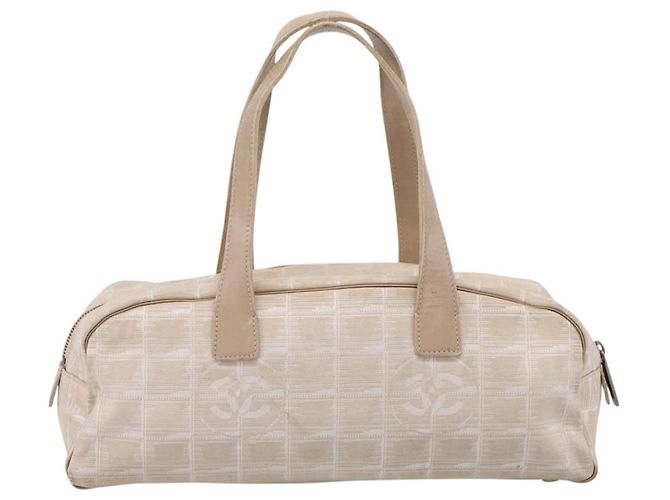Borsa a mano CHANEL New Travel Line Nylon Beige Silver CC Auth 180753 Argento - vista 3