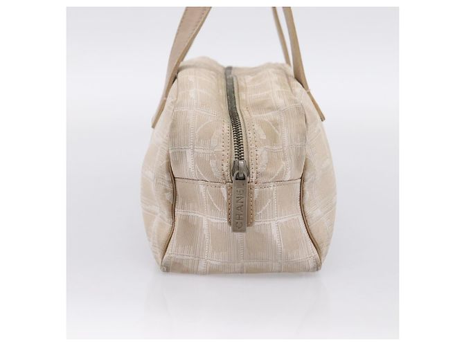 Borsa a mano CHANEL New Travel Line Nylon Beige Silver CC Auth 180753 Argento - vista 4