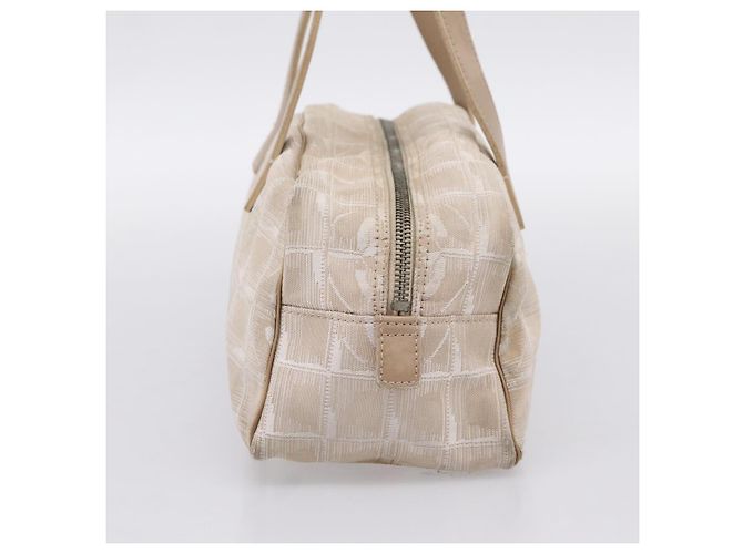 Borsa a mano CHANEL New Travel Line Nylon Beige Silver CC Auth 180753 Argento - vista 5