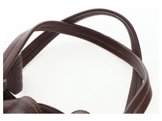 Borsa Tote PRADA in pelle marrone tono oro Auth 195768M - vista 14