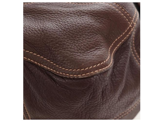 Borsa Tote PRADA in pelle marrone tono oro Auth 195768M - vista 16