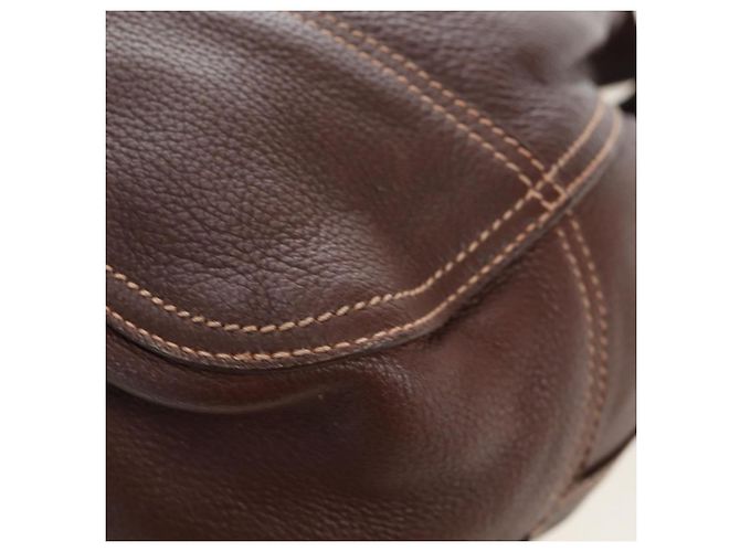 Borsa Tote PRADA in pelle marrone tono oro Auth 195768M - vista 18