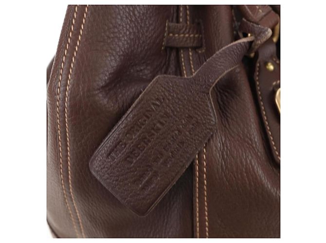 Borsa Tote PRADA in pelle marrone tono oro Auth 195768M - vista 22