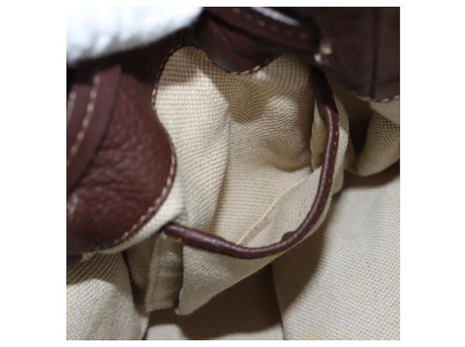 Borsa Tote PRADA in pelle marrone tono oro Auth 195768M - vista 26