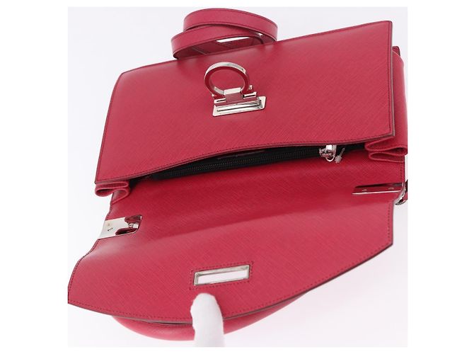 Borsa Salvatore Ferragamo Gancini in pelle 2way Rosa Argento Auth 196831V - vista 17
