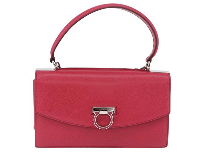Borsa Salvatore Ferragamo Gancini in pelle 2way Rosa Argento Auth 196831V - vista 2