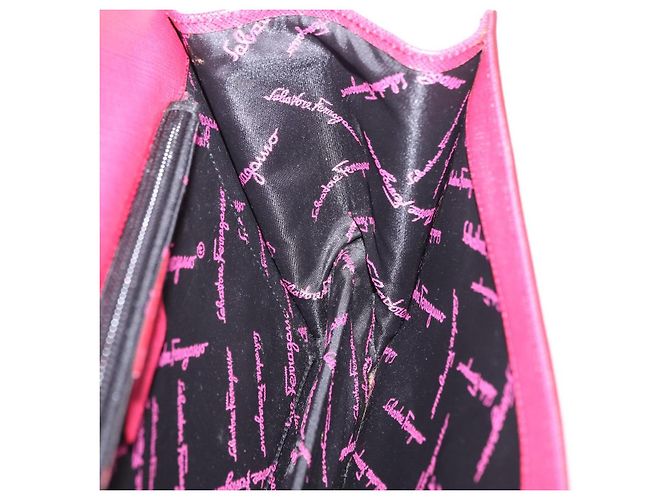 Borsa Salvatore Ferragamo Gancini in pelle 2way Rosa Argento Auth 196831V - vista 20
