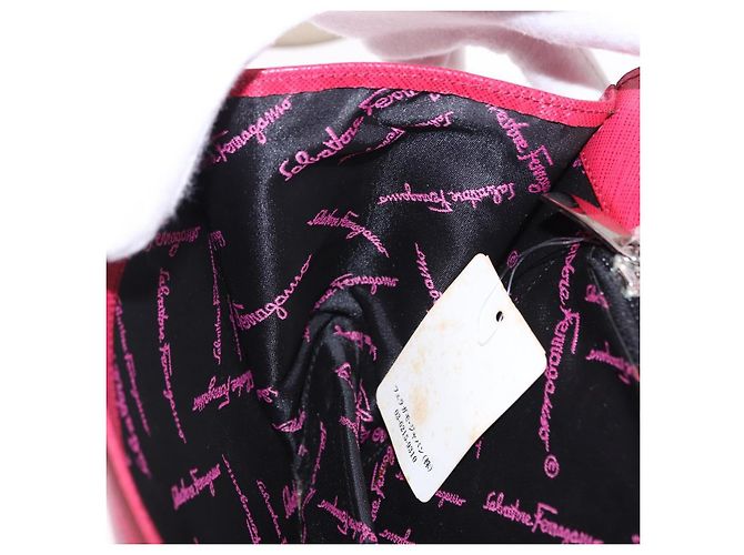 Borsa Salvatore Ferragamo Gancini in pelle 2way Rosa Argento Auth 196831V - vista 21