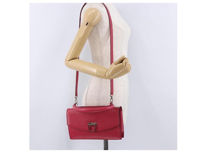 Borsa Salvatore Ferragamo Gancini in pelle 2way Rosa Argento Auth 196831V - vista 25