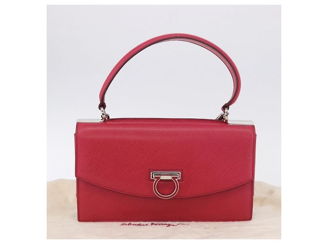 Borsa Salvatore Ferragamo Gancini in pelle 2way Rosa Argento Auth 196831V - vista 26