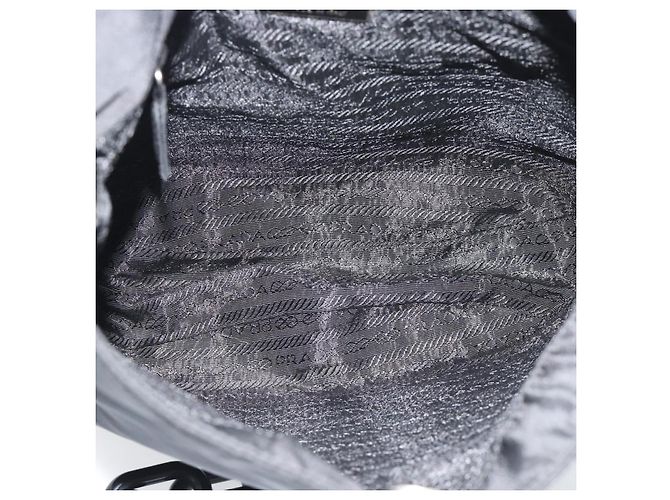 Borsa a tracolla con catena PRADA Nylon Black Silver Auth bs36754A Nero Argento - vista 10