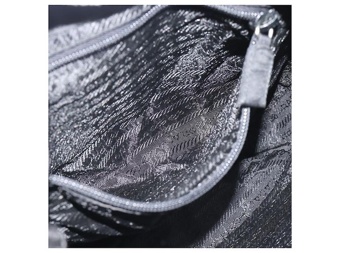 Borsa a tracolla con catena PRADA Nylon Black Silver Auth bs36754A Nero Argento - vista 11