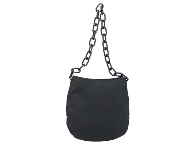 Borsa a tracolla con catena PRADA Nylon Black Silver Auth bs36754A Nero Argento - vista 13