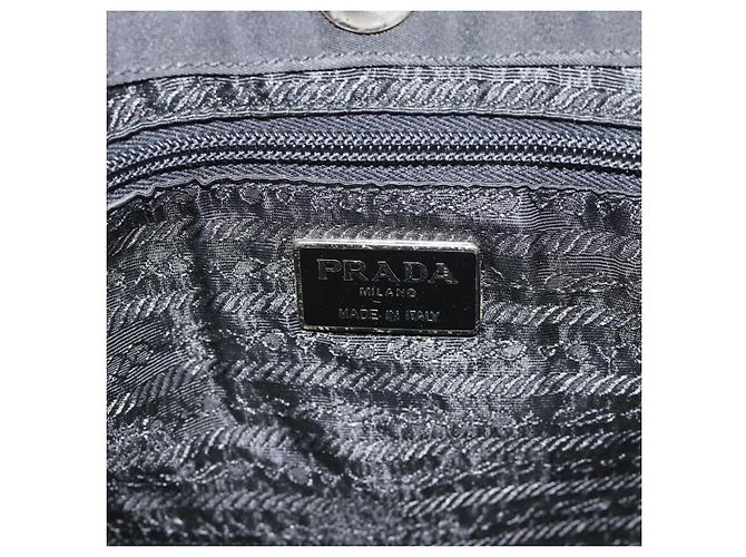 Borsa a tracolla con catena PRADA Nylon Black Silver Auth bs36754A Nero Argento - vista 17