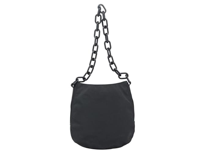 Borsa a tracolla con catena PRADA Nylon Black Silver Auth bs36754A Nero Argento - vista 2