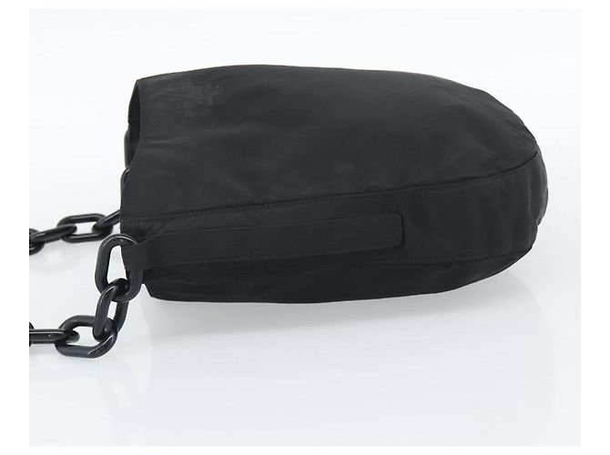 Borsa a tracolla con catena PRADA Nylon Black Silver Auth bs36754A Nero Argento - vista 3