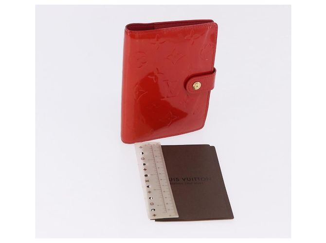 LOUIS VUITTON Monogram Vernis Agenda PM Planner Cover Rouge R21003 Auth 180968A Roja - vista 12