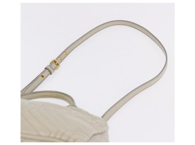 Borsa a mano Miu Miu Matelassé in pelle 2way Beige Gold Auth ka5616V D'oro - vista 14