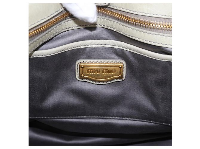 Borsa a mano Miu Miu Matelassé in pelle 2way Beige Gold Auth ka5616V D'oro - vista 19