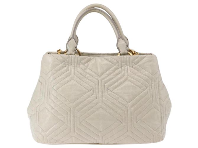 Borsa a mano Miu Miu Matelassé in pelle 2way Beige Gold Auth ka5616V D'oro - vista 2
