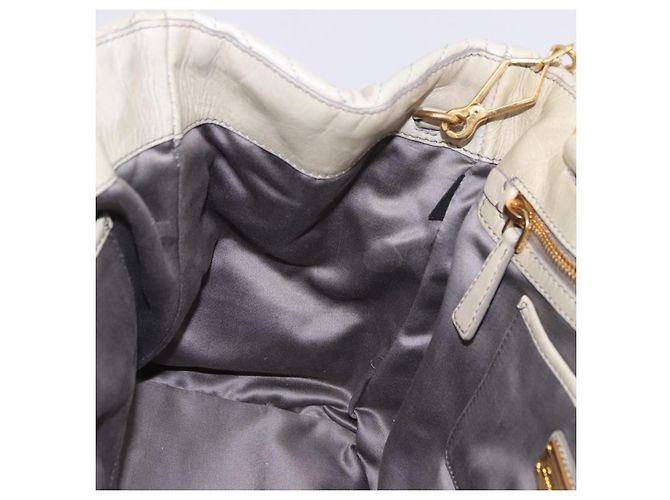 Borsa a mano Miu Miu Matelassé in pelle 2way Beige Gold Auth ka5616V D'oro - vista 21
