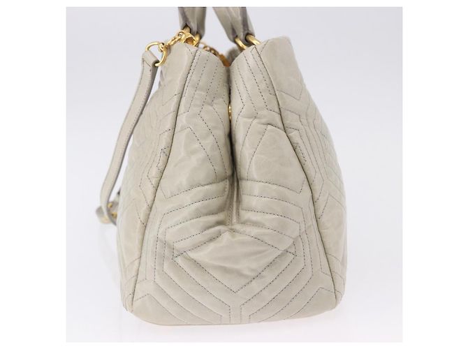 Borsa a mano Miu Miu Matelassé in pelle 2way Beige Gold Auth ka5616V D'oro - vista 3
