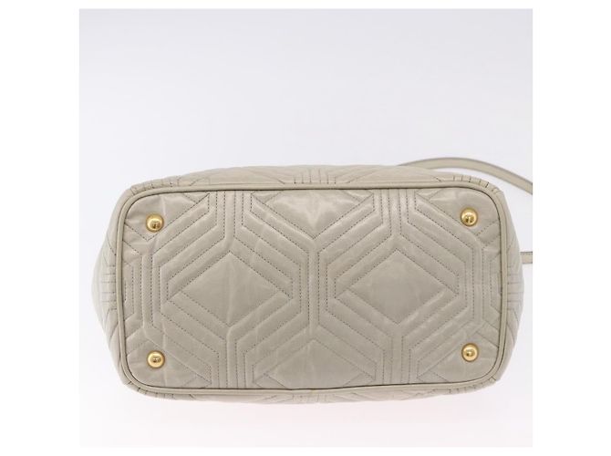 Borsa a mano Miu Miu Matelassé in pelle 2way Beige Gold Auth ka5616V D'oro - vista 5