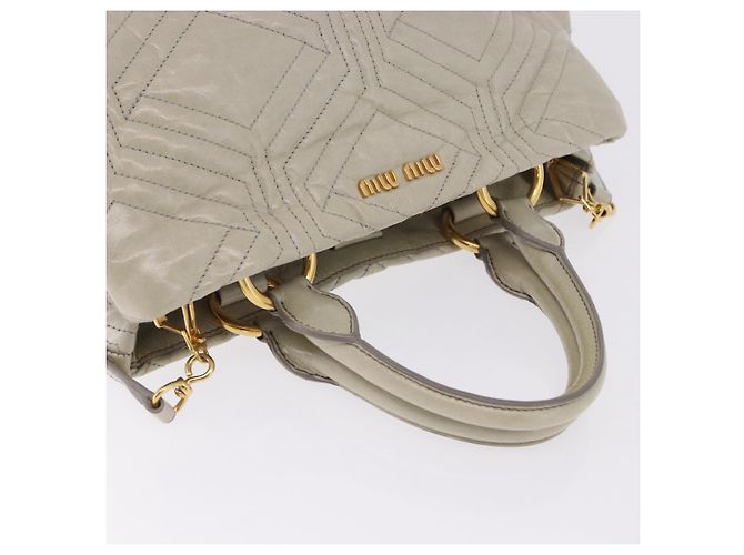 Borsa a mano Miu Miu Matelassé in pelle 2way Beige Gold Auth ka5616V D'oro - vista 6