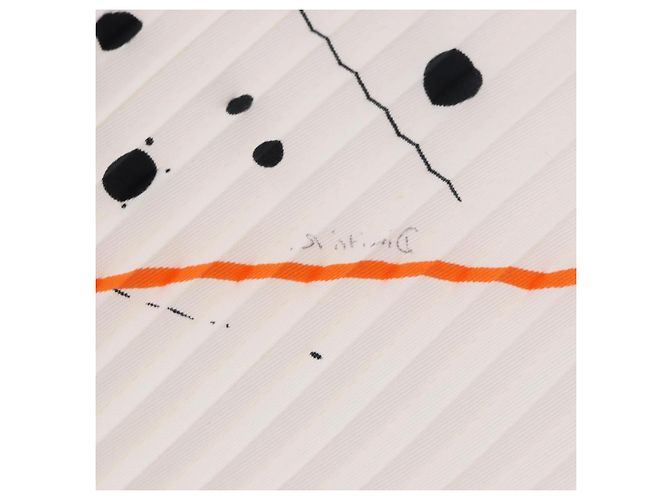 Hermès Lenço HERMES Carré Plissé 90 "Cheval Surprise" Seda Branca Auth 197112M Branco - vista 9