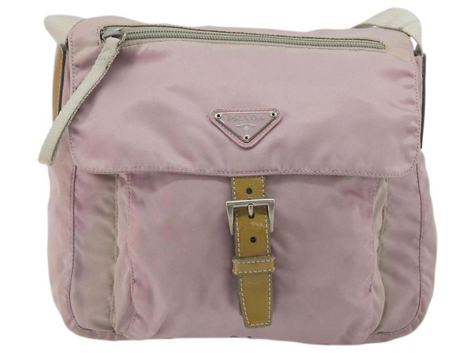 Borsa a tracolla PRADA Nylon Rosa Argento Auth 194319A - vista 13