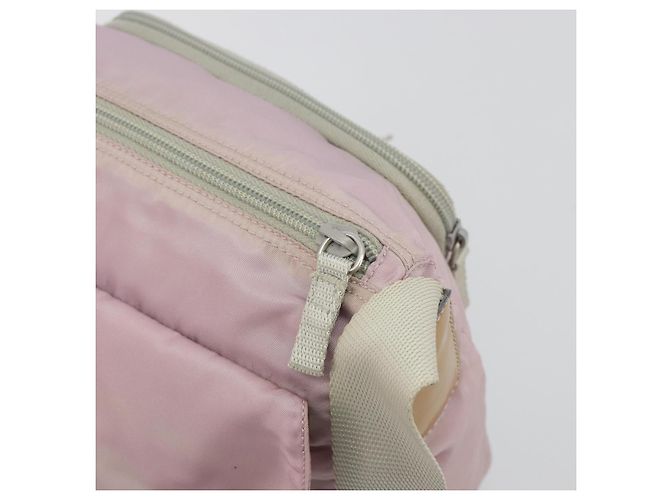 Borsa a tracolla PRADA Nylon Rosa Argento Auth 194319A - vista 21